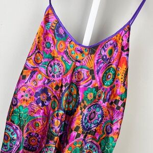 Vintage Inner Most Chemise Womens M Bright Flower Jewel Tone Satin Lingerie